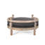 Élégant canapé-lit rond rembourré pour animaux de compagnie avec garniture cloutée - tissu gris anthracite, meubles pour chien de taille moyenne