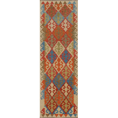 Geometric Kilim Oriental Runner Rug 3x9
