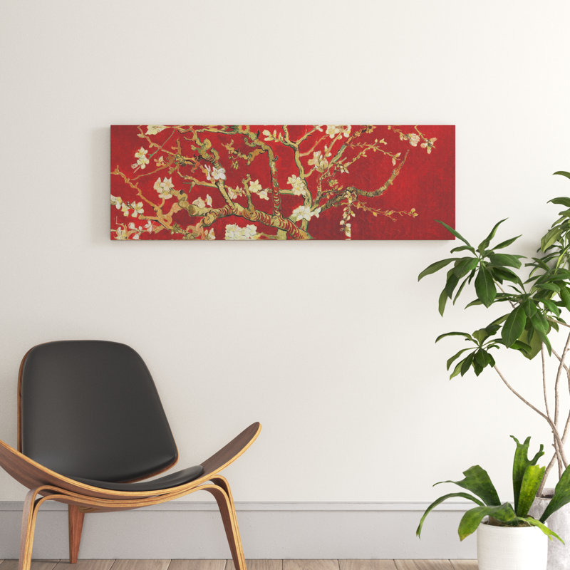 Almond Blossom by Vincent Van Gogh - Panoramic Painting on Canvas, 30.48 cm H x 91.44 cm W x 1.91 cm D, No Frame