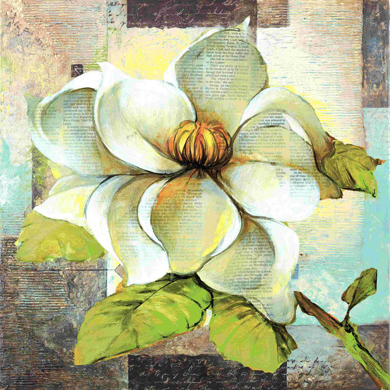 Grande fleur blanche - peinture sur toile tendue, H 30 po x l 30 po