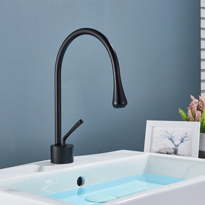 Robinet pour salle de bain à poignée simple avec drain