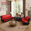 Ensemble de canapé en similicuir 3 pièces, grand canapé de salon + causeuse + fauteuil simple, noir-1785201041