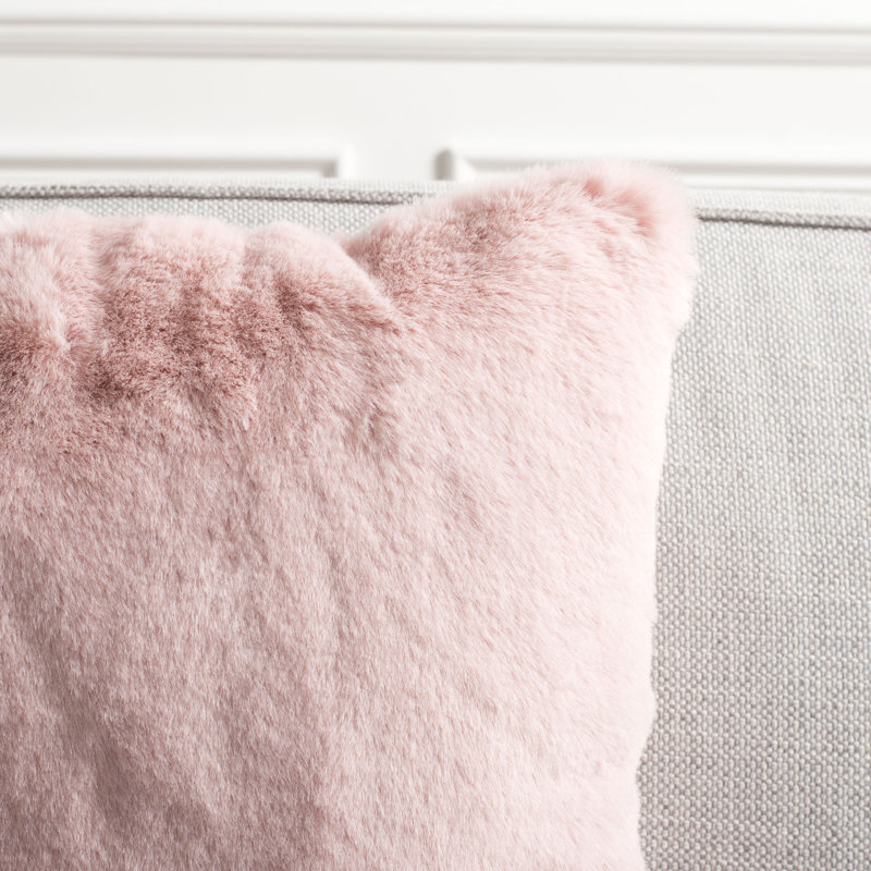 Faux Fur Throw Pillow, Pink, 17" x 17"