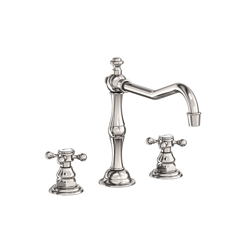 Chesterfield Double Handle Kitchen Faucet, Polished Nickel, Cross