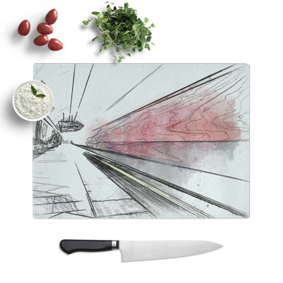 Tempered Glass The Blur of the London Underground in Abstract Chopping Board