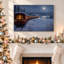 «Red Train in Snowy Forest Under Full Moon Christmas», art mural sur toile-1636935493
