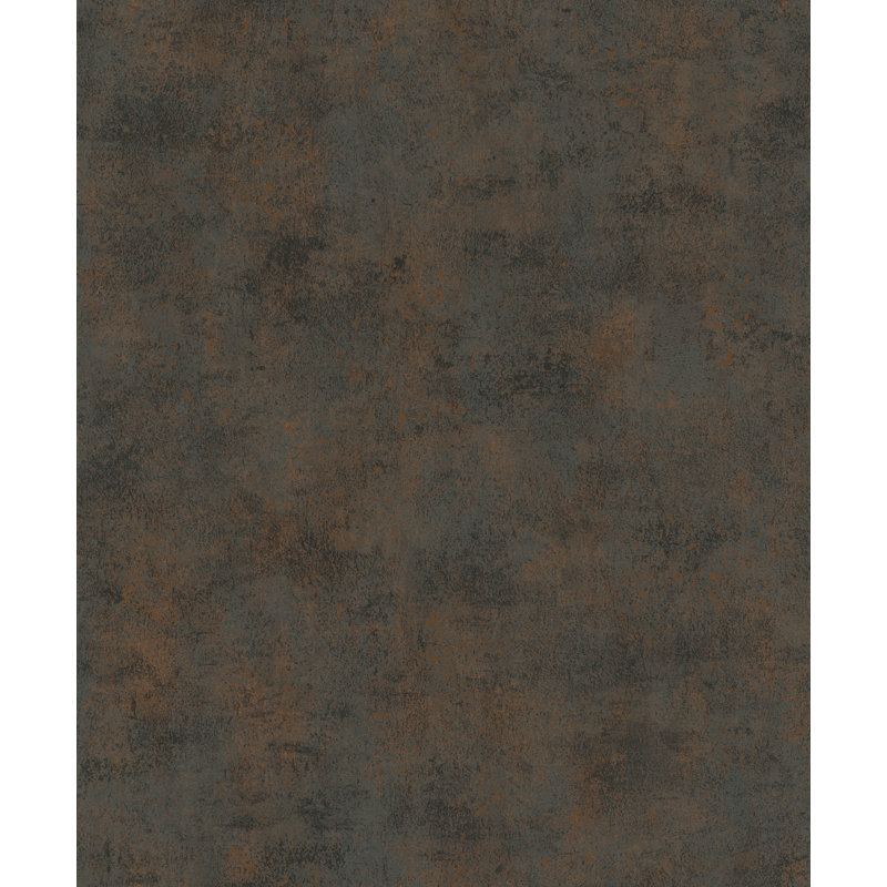 Textures Collection Industrial Distressed Plain Metallic Elements Finish Wallpaper Roll, Black/Gold