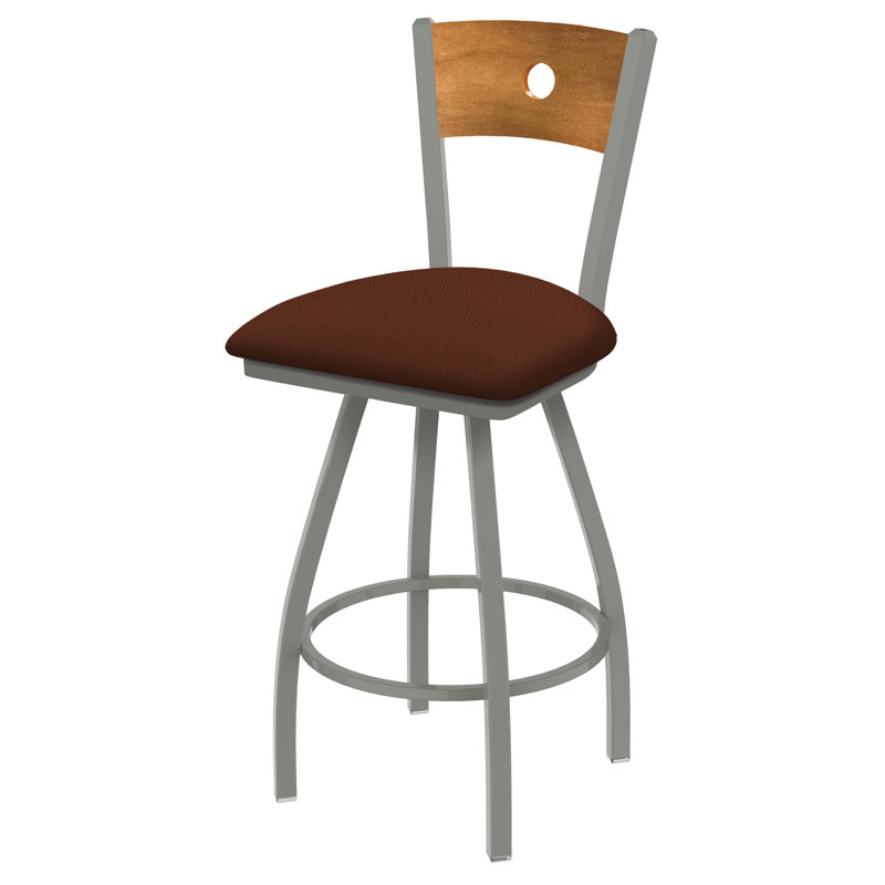 Tabouret pivotant Voltaire, Chêne naturel, Nickel anodisé, Siège Rein Rein / finition érable moyen