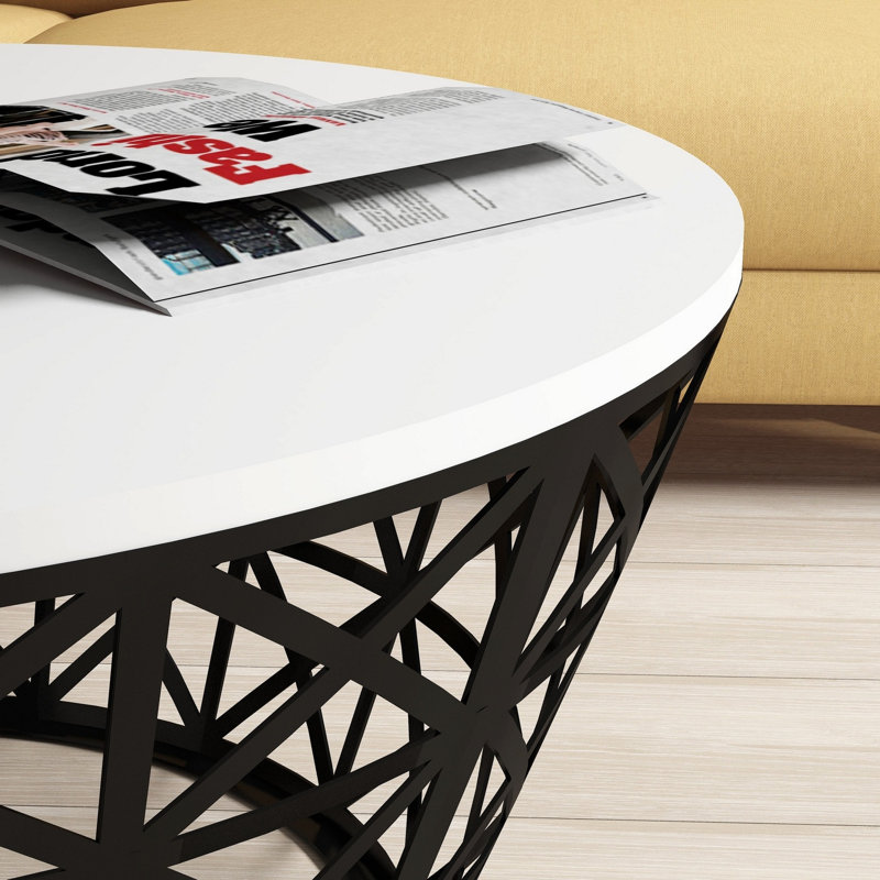 Tambour à cadre Carrold avec rangement, Blanc