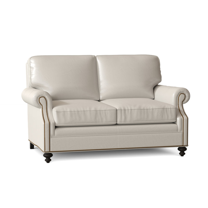 West Haven Leather Loveseat, Outsider Raven Genuine Leather, Cobblestone, #9 French Natural