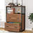 Lateral Locking File Cabinet, Letter/Legal, Large Rustic Filing Cabinet Printer Stand with Metal Wire Open Storage Shelves and 2 Drawer for Home Office (Walnut)