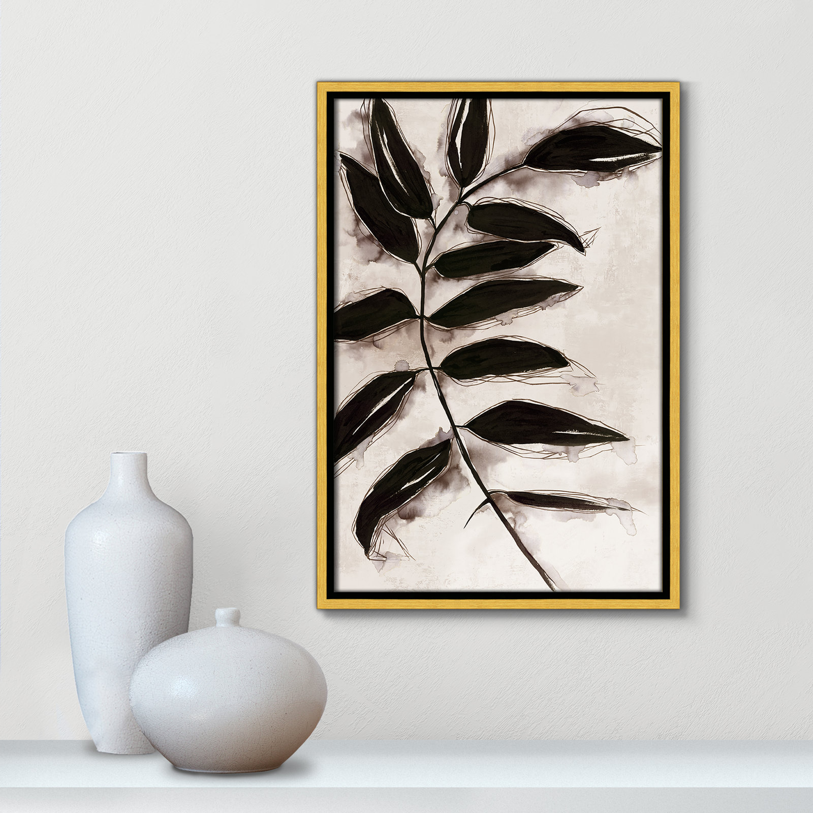Leaves "Leaves II" Print, 19.5" H x 13.5" W x 2" D, Gold Framed