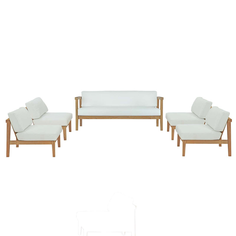 Ensemble de patio extérieur en teck 5 pièces Bayport