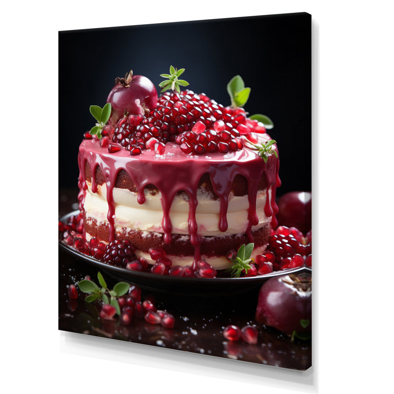 Gâteau à la grenade sauvage Mmmmmmm, H 44 po x l 34 po x P 1,5 po, Toile tendue