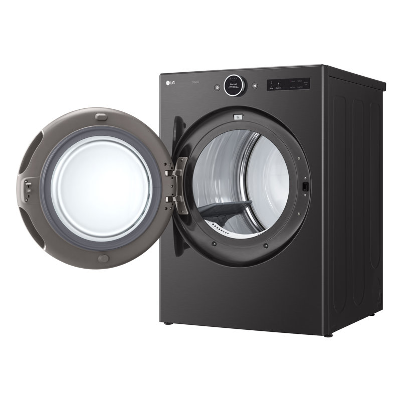 LG Ultra Large Capacity Smart Front Load Gas Dryer with Built-In Intelligence & TurboSteam®,Smooth Black, 7.4 cu. ft.
