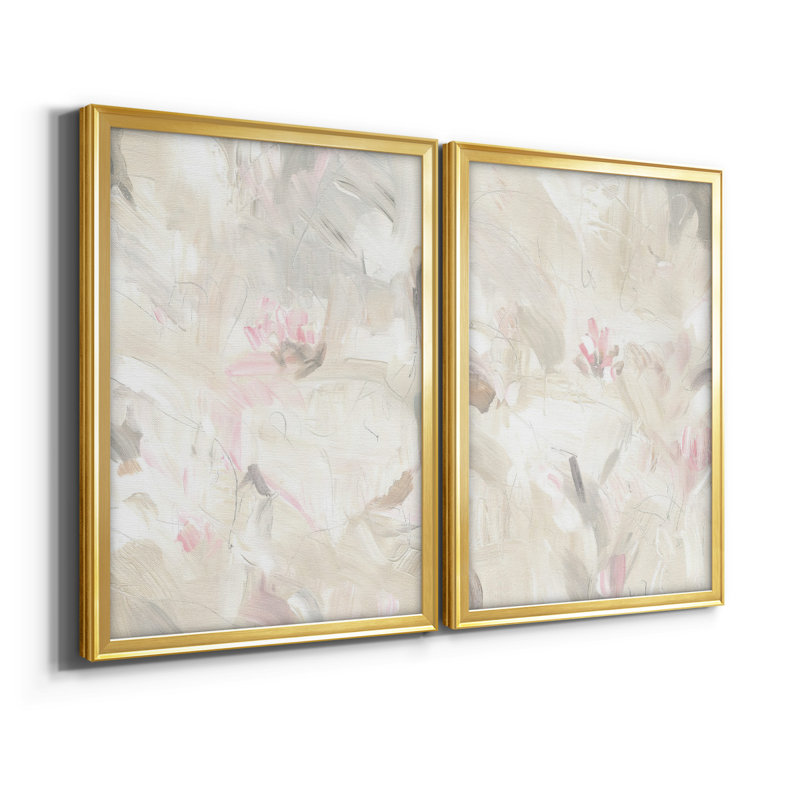 «Soft Abstraction I», toile encadrée de qualité supérieure - prête à être accrochée, Or, H 36,5 po x l 53 po