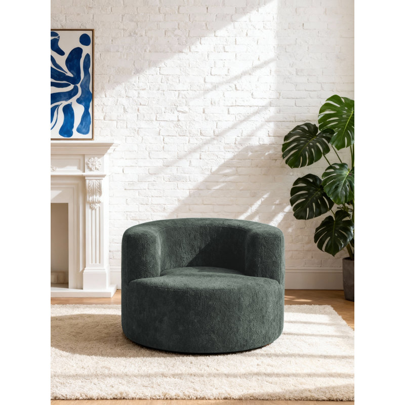 One Seater Compressed Round Curved Sofa Chair, Green