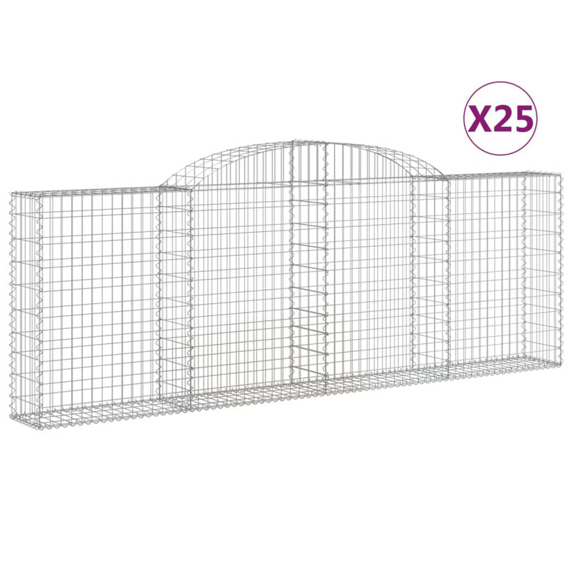Briceida Silver Gabion Baskets, 120cm H x 300cm W x 30cm D