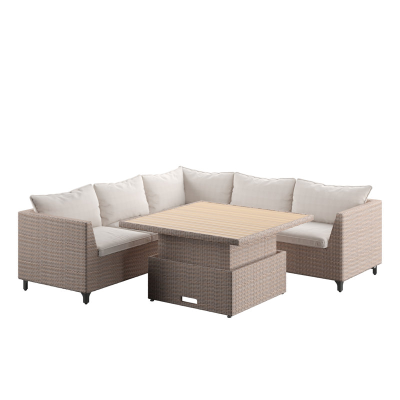 Ensemble de conversation modulaire d'extérieur en osier avec coussins Schlegel - Sièges 5