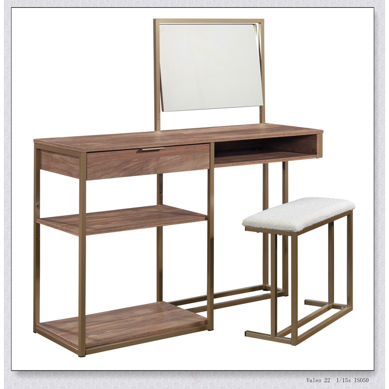 Chic Modern Vanity With Spacious Drawer And Open Shelves For Stylish Storage And Organization