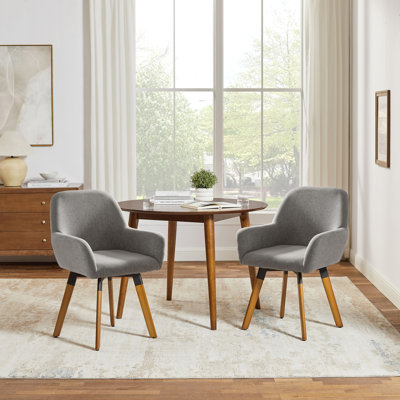 Rayshawn 22.83" W Linen Swivel Dining Chair