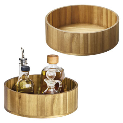 iDesign 10-Inch Round Acacia Wood Lazy Susan Organizer for Kitchen - Set of 2 - Natural