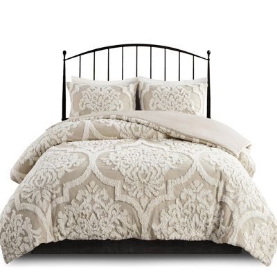Taupe Bedding King/ King - 3 Piece Cotton Chenille Fill Gorgeous Comforter Soft Shabby Chic Look
