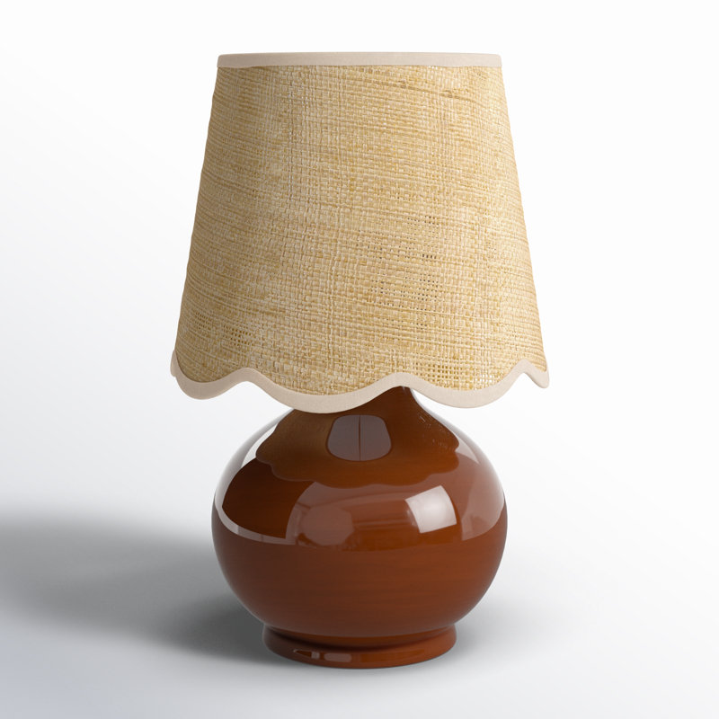 Momsen Scallop Shade Lamp, 13" H x 8" W x 8" D, Brown, Natural