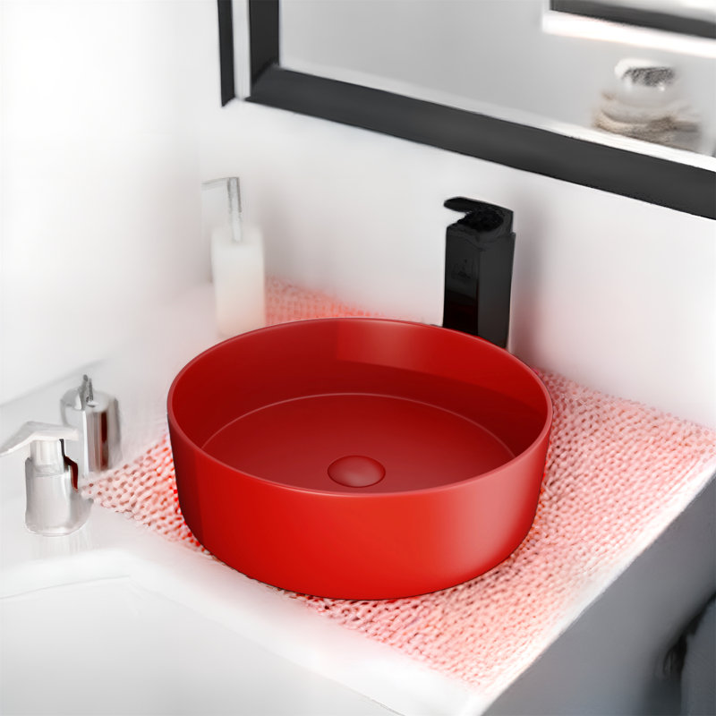 WATERMONY 15.7'' Ceramic Circular Vessel Bathroom Sink | Wayfair