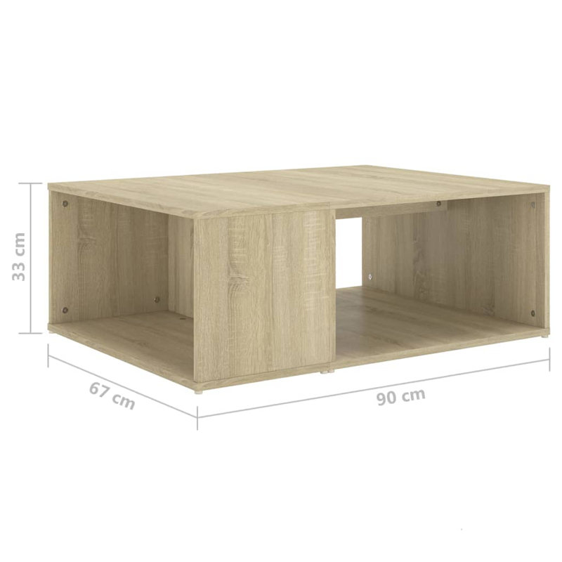 Godewyn Floor Shelf Coffee Table with Storage, Sonoma Oak