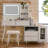 Philip Retractable Makeup Vanity with LED Mirror, Cabinet, Charging Ports & Stool-115330406