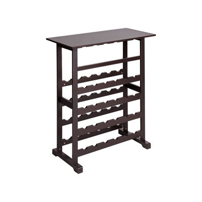24 Bottle Floor Wine Bottle & Glass Rack Brown