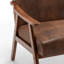 Fauteuil en bois massif recouvert de microfibre, style moderne du milieu du siècle, brun, pour un confort optimal. Fauteuil avec revêtement, moderne et élégant.
