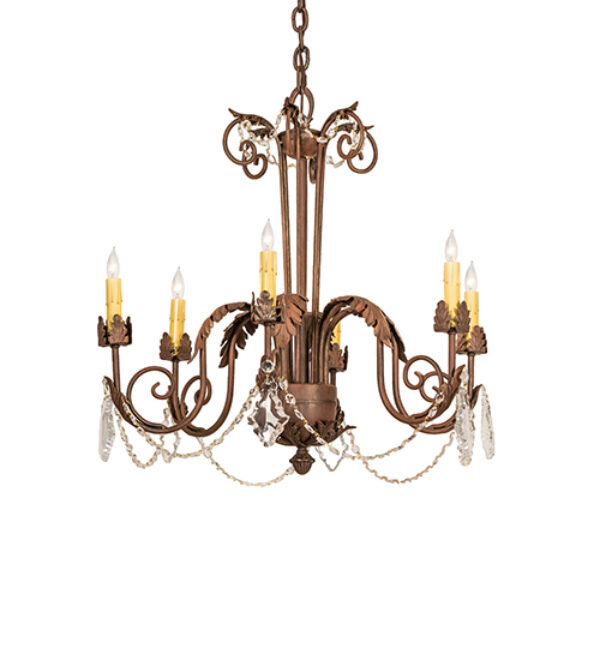 Lindsey 6 - Light Chandelier, Organic Rust, Taupe Faille