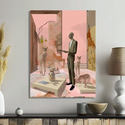 «Man In suit With Catts - Abstract Collages», art mural