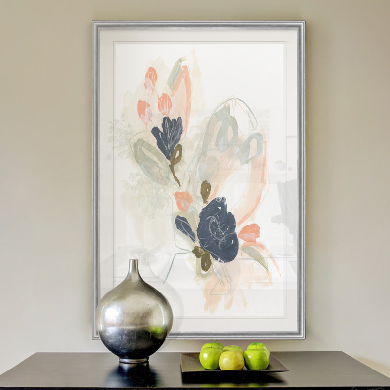 " Posy Projection I ", 18.5" H x 24.5" W x 1.5" D, Silver Framed