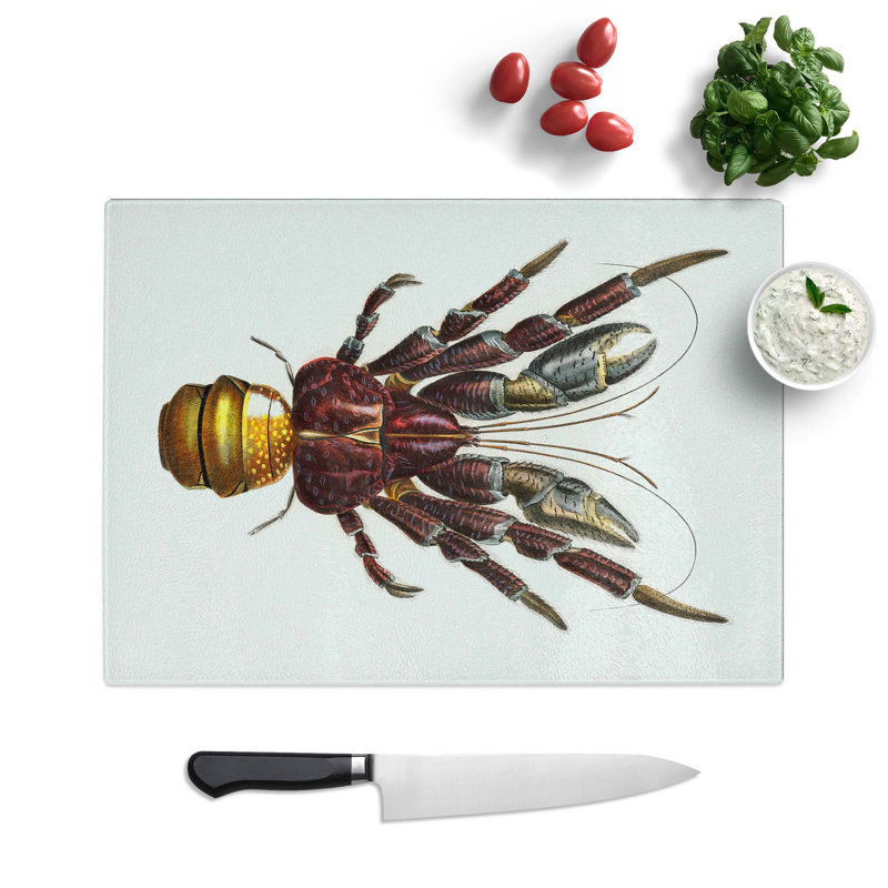 Tempered Glass Coconut Crab Chopping Board, 28.5 cm W x 20 cm L