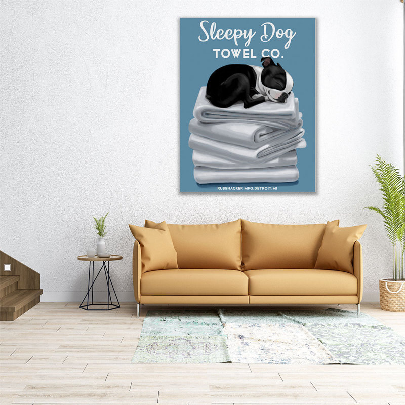 «Sleepy Dog», reproduction d'art sur toile, H 30 po x l 24 po