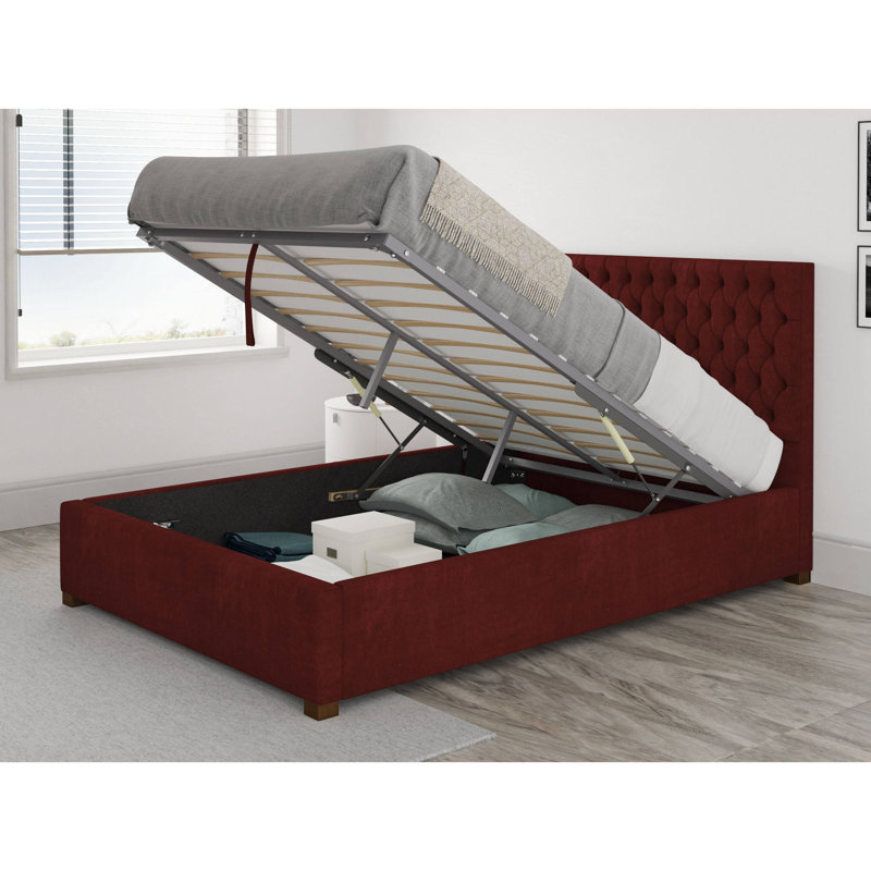 Central City Upholstered Ottoman Storage Bed, Bordeaux, Single (3')