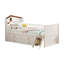 Cadre de lit simple avec rangement à 4 tiroirs, cadre de lit en bois pour enfants, lit plateforme simple avec tête de lit et échelle de garde-corps, aucun sommier requis, assemblage facile, blanc