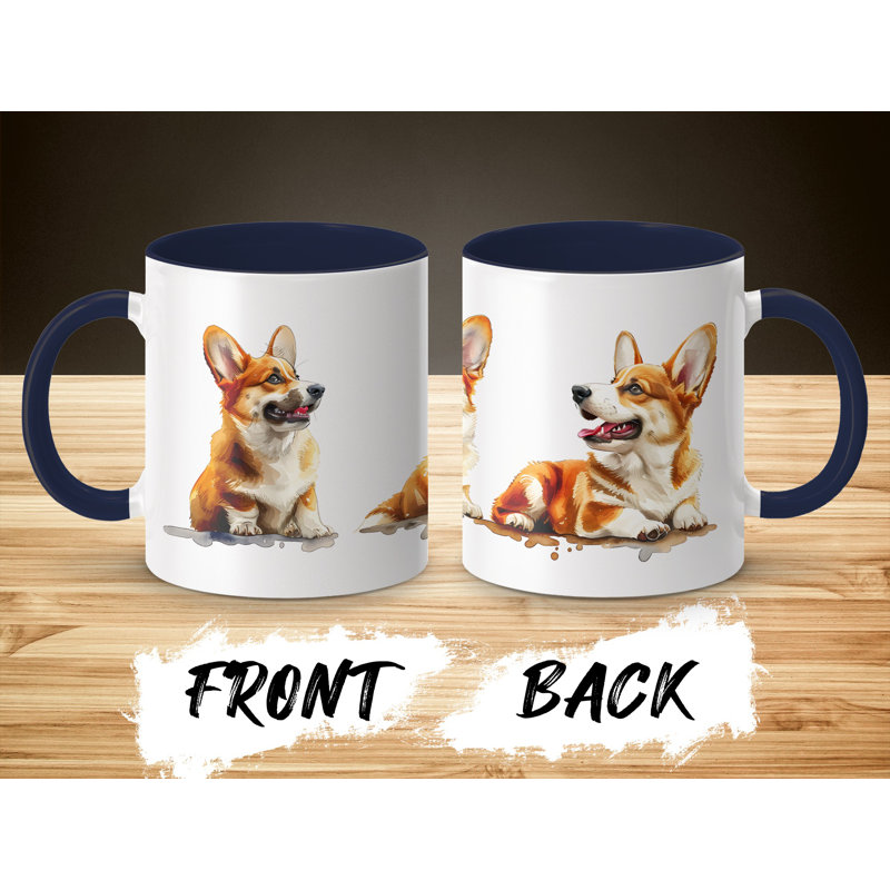 11oz Watercolour Three Corgi Dog Design Coffee Mug, 2
