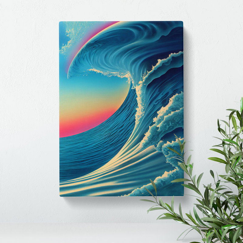 Sunset Ocean Wave No.6 - Wall Art, Wrapped Canvas, 76cm H x 50cm W, No Matte