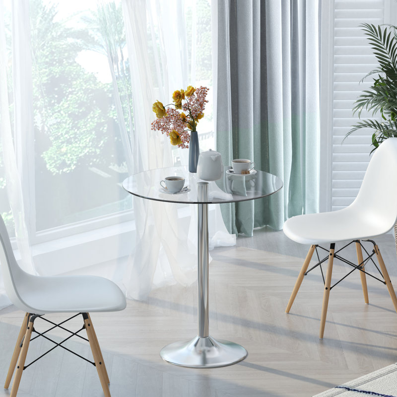 Round Glass Top Metal Base Dining Table