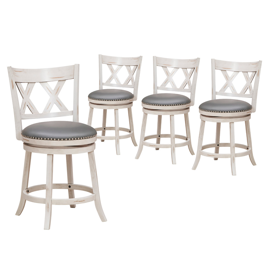 Cairra Swivel Upholstered Counter Stool with Solid Wood Frame (Set of 4) Rosalind Wheeler