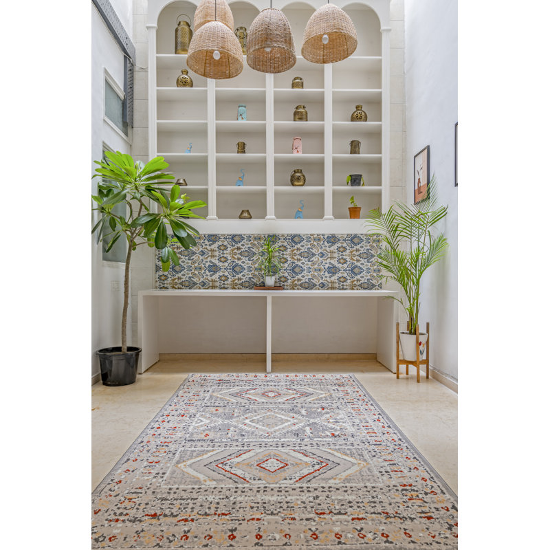 Tapis beige / rouge Southwestern, Rectangle 5 pi x 8 pi
