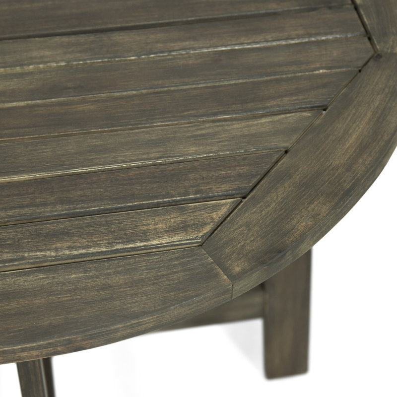 Table bistro demi-ronde grise en bois pliable gris