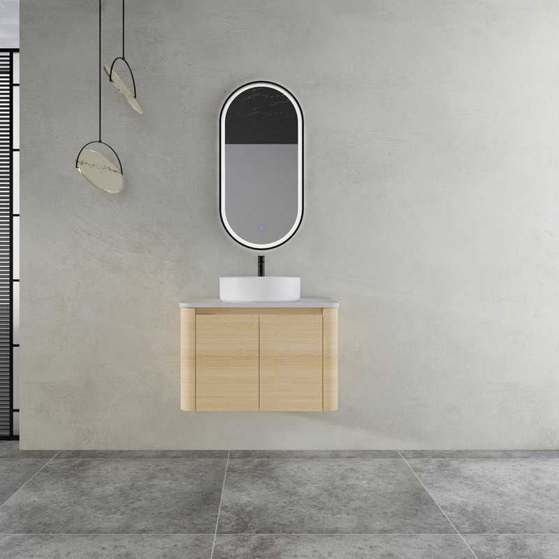 Meuble-lavabo mural 30 po avec lavabo d'art en céramique et 2 portes à fermeture en douceur