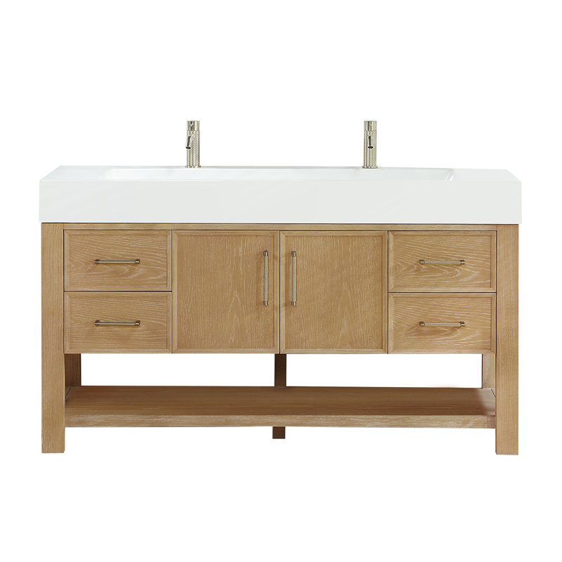 Maho 60 " W Freestanding Standard Free Standing 1 Single Vanity Bathroom Vanity With Engineered Stone Top
