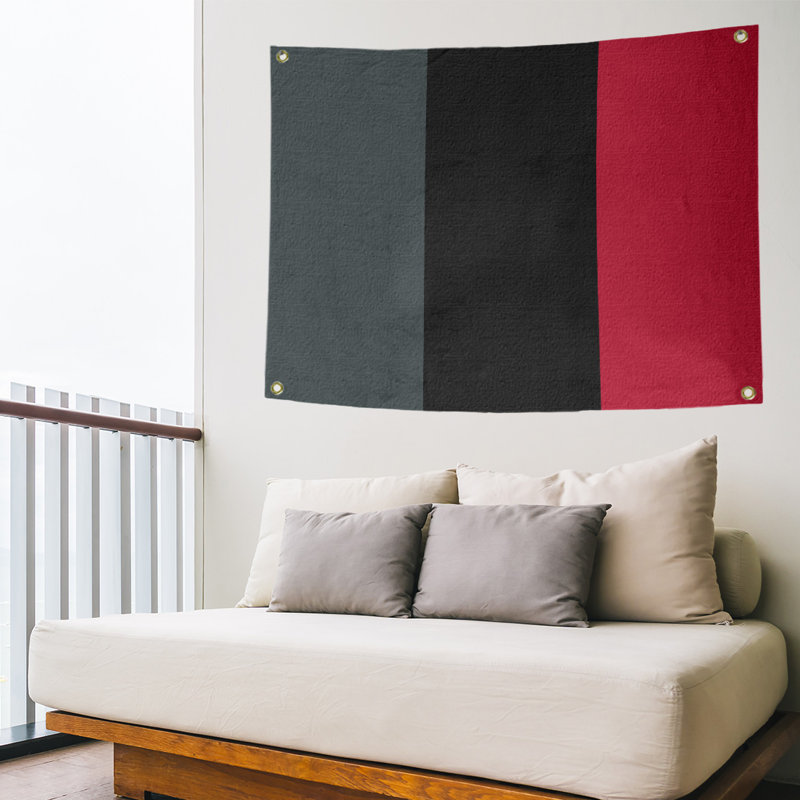Tapisserie de polyester Las Vegas, Gris acier / noir / rouge, H 50 po x l 59 po x P 1 po