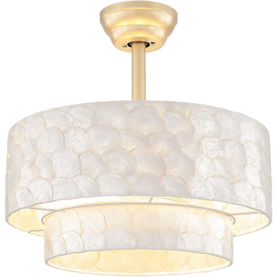 Boho Shell Caged Fandelier Ceiling Fans with Lights and Remote Quiet reversible airflow, 6-Speed chandelier design, 1/2/4-hour timer, dual downrods, for bedrooms and living rooms